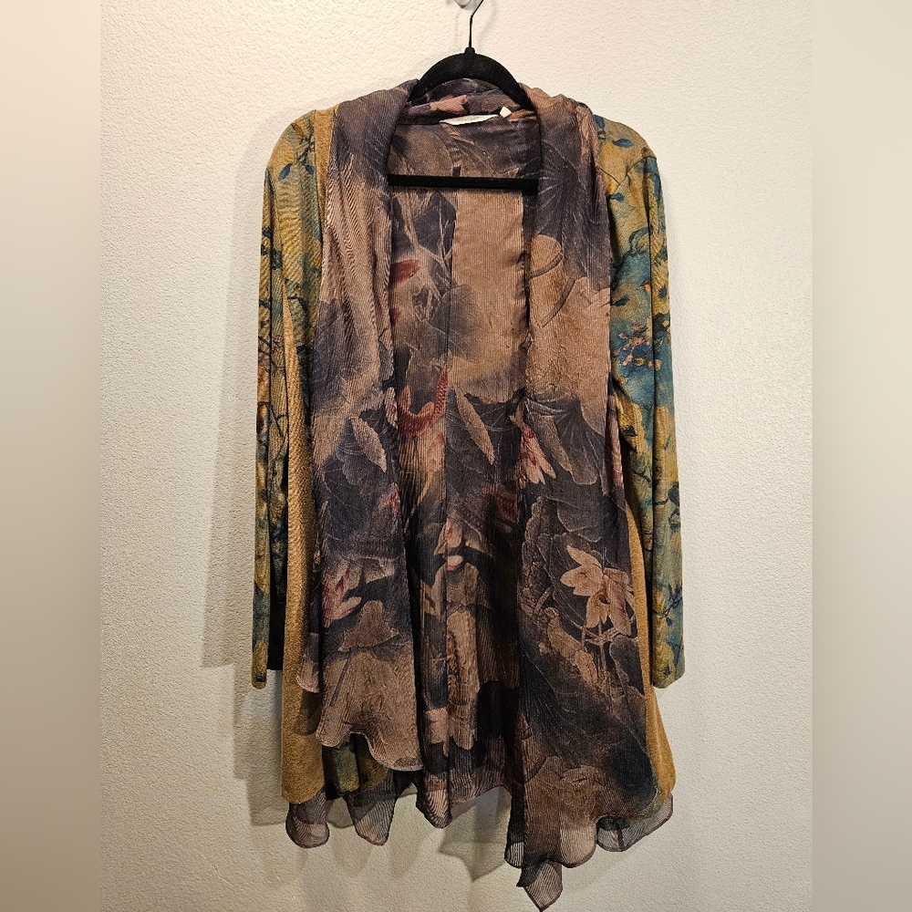 Soft Surroundings Tea Gardens Printed Floral Open Cardigan Women Size XL - Picture 2 of 6